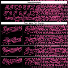 Load image into Gallery viewer, Custom Black Pink-White Halftone 3D Pattern Design Bomber Full-Snap Varsity Letterman Jacket
