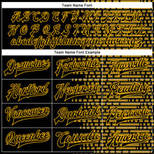 Load image into Gallery viewer, Custom Black Gold Halftone 3D Pattern Design Bomber Full-Snap Varsity Letterman Jacket
