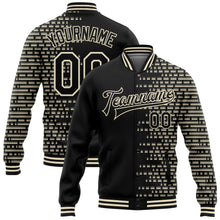 Load image into Gallery viewer, Custom Black Cream Halftone 3D Pattern Design Bomber Full-Snap Varsity Letterman Jacket
