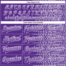 Load image into Gallery viewer, Custom Purple White Halftone 3D Pattern Design Bomber Full-Snap Varsity Letterman Jacket
