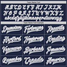 Load image into Gallery viewer, Custom Navy Gray-White Bomber Full-Snap Varsity Letterman Two Tone Jacket
