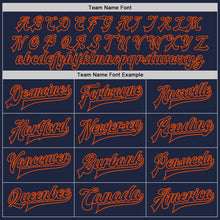 Load image into Gallery viewer, Custom Navy Orange Bomber Full-Snap Varsity Letterman Two Tone Jacket
