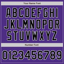 Load image into Gallery viewer, Custom Purple Black-White Bomber Full-Snap Varsity Letterman Two Tone Jacket
