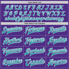 Load image into Gallery viewer, Custom Purple Teal-White Bomber Full-Snap Varsity Letterman Two Tone Jacket
