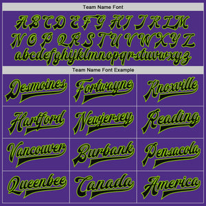 Custom Purple Black Cream-Neon Green Bomber Full-Snap Varsity Letterman Two Tone Jacket