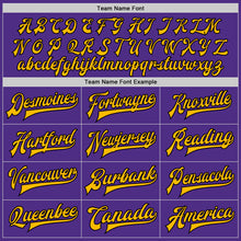 Load image into Gallery viewer, Custom Purple Gold-Black Bomber Full-Snap Varsity Letterman Two Tone Jacket
