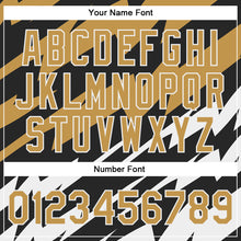 Load image into Gallery viewer, Custom Old Gold Black-White Lightning 3D Pattern Design Bomber Full-Snap Varsity Letterman Jacket
