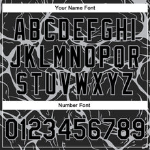 Load image into Gallery viewer, Custom Black Gray Abstract Network 3D Pattern Design Bomber Full-Snap Varsity Letterman Jacket
