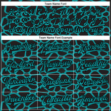 Load image into Gallery viewer, Custom Black Teal Spotted 3D Pattern Design Bomber Full-Snap Varsity Letterman Jacket
