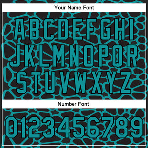 Custom Black Teal Spotted 3D Pattern Design Bomber Full-Snap Varsity Letterman Jacket