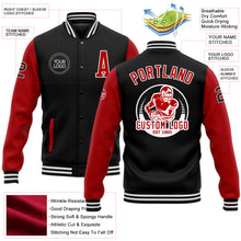 Load image into Gallery viewer, Custom Black Red-White Bomber Full-Snap Varsity Letterman Two Tone Jacket
