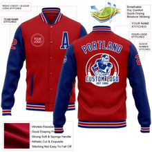 Load image into Gallery viewer, Custom Red Royal-White Bomber Full-Snap Varsity Letterman Two Tone Jacket
