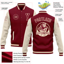 Load image into Gallery viewer, Custom Crimson Cream-Maroon Bomber Full-Snap Varsity Letterman Two Tone Jacket
