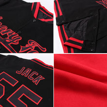 Load image into Gallery viewer, Custom Red White-Gold Bomber Full-Snap Varsity Letterman Jacket
