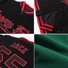 Load image into Gallery viewer, Custom Kelly Green Black-White Bomber Full-Snap Varsity Letterman Jacket
