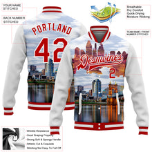 Load image into Gallery viewer, Custom White Red Cincinnati Ohio City Edition 3D Bomber Full-Snap Varsity Letterman Jacket
