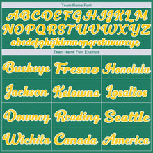 Load image into Gallery viewer, Custom Kelly Green Gold-White Authentic Throwback Basketball Jersey
