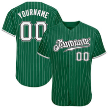 Load image into Gallery viewer, Custom Kelly Green White Pinstripe White-Gray Authentic Baseball Jersey
