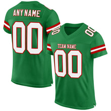 Load image into Gallery viewer, Custom Grass Green White-Red Mesh Authentic Football Jersey
