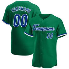 Load image into Gallery viewer, Custom Kelly Green Royal-White Authentic Baseball Jersey
