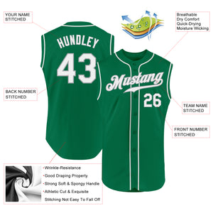 Custom Kelly Green White-Gray Authentic Sleeveless St. Patrick's Day Baseball Jersey