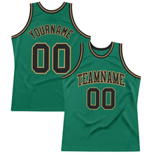 Load image into Gallery viewer, Custom Kelly Green Black-Old Gold Authentic Throwback Basketball Jersey
