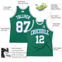 Load image into Gallery viewer, Custom Kelly Green White-Light Blue Authentic Throwback Basketball Jersey
