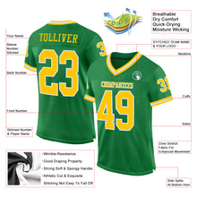 Load image into Gallery viewer, Custom Grass Green Gold-White Mesh Authentic Throwback Football Jersey
