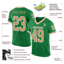 Load image into Gallery viewer, Custom Grass Green Old Gold-White Mesh Authentic Throwback Football Jersey
