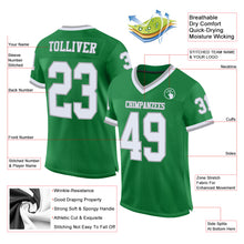 Load image into Gallery viewer, Custom Grass Green White-Gray Mesh Authentic Throwback Football Jersey
