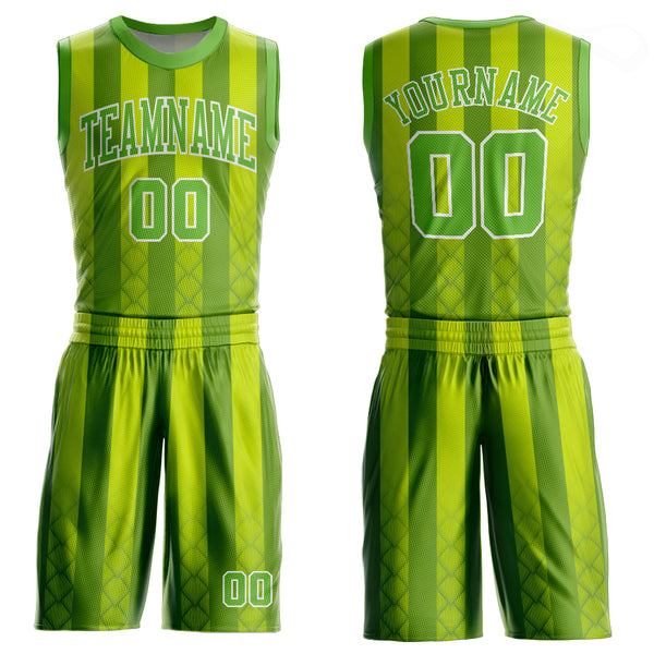 Custom Black White-Neon Green Authentic Fade Fashion Basketball