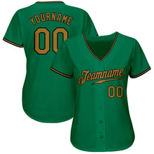 Load image into Gallery viewer, Custom Kelly Green Old Gold-Black Authentic Baseball Jersey
