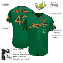 Load image into Gallery viewer, Custom Kelly Green Old Gold-Black Authentic Baseball Jersey
