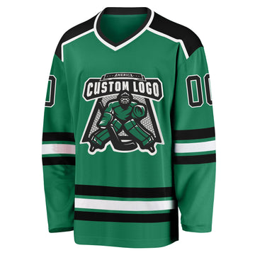 Custom Kelly Green Black-White Hockey Jersey