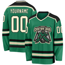 Load image into Gallery viewer, Custom Kelly Green Cream-Black Hockey Jersey
