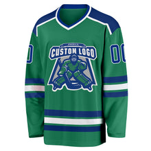 Load image into Gallery viewer, Custom Kelly Green Royal-White Hockey Jersey
