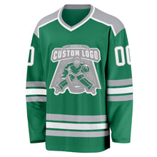 Load image into Gallery viewer, Custom Kelly Green White-Gray Hockey Jersey
