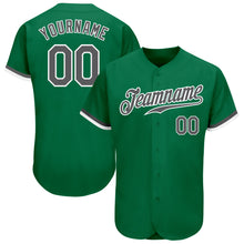 Load image into Gallery viewer, Custom Kelly Green Steel Gray-White Authentic Baseball Jersey

