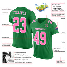Load image into Gallery viewer, Custom Grass Green Pink-White Mesh Authentic Football Jersey

