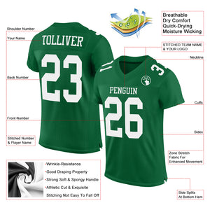 Custom Kelly Green White Mesh Authentic Football Jersey