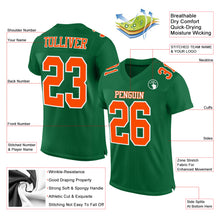 Load image into Gallery viewer, Custom Kelly Green Orange-White Mesh Authentic Football Jersey
