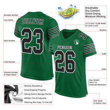 Load image into Gallery viewer, Custom Kelly Green Black-White Mesh Authentic Football Jersey
