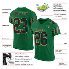 Load image into Gallery viewer, Custom Kelly Green Black-Old Gold Mesh Authentic Football Jersey
