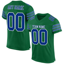Load image into Gallery viewer, Custom Kelly Green Royal-White Mesh Authentic Football Jersey
