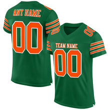 Load image into Gallery viewer, Custom Kelly Green Orange-White Mesh Authentic Football Jersey
