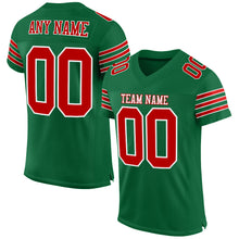 Load image into Gallery viewer, Custom Kelly Green Red-White Mesh Authentic Football Jersey
