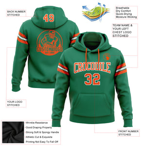 Custom Stitched Kelly Green Orange-White Football Pullover Sweatshirt Hoodie