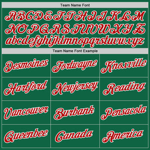 Custom Kelly Green Red-White Performance T-Shirt