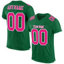 Load image into Gallery viewer, Custom Kelly Green Hot Pink-White Mesh Authentic Football Jersey
