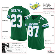 Load image into Gallery viewer, Custom Kelly Green White-Light Blue Mesh Authentic Football Jersey
